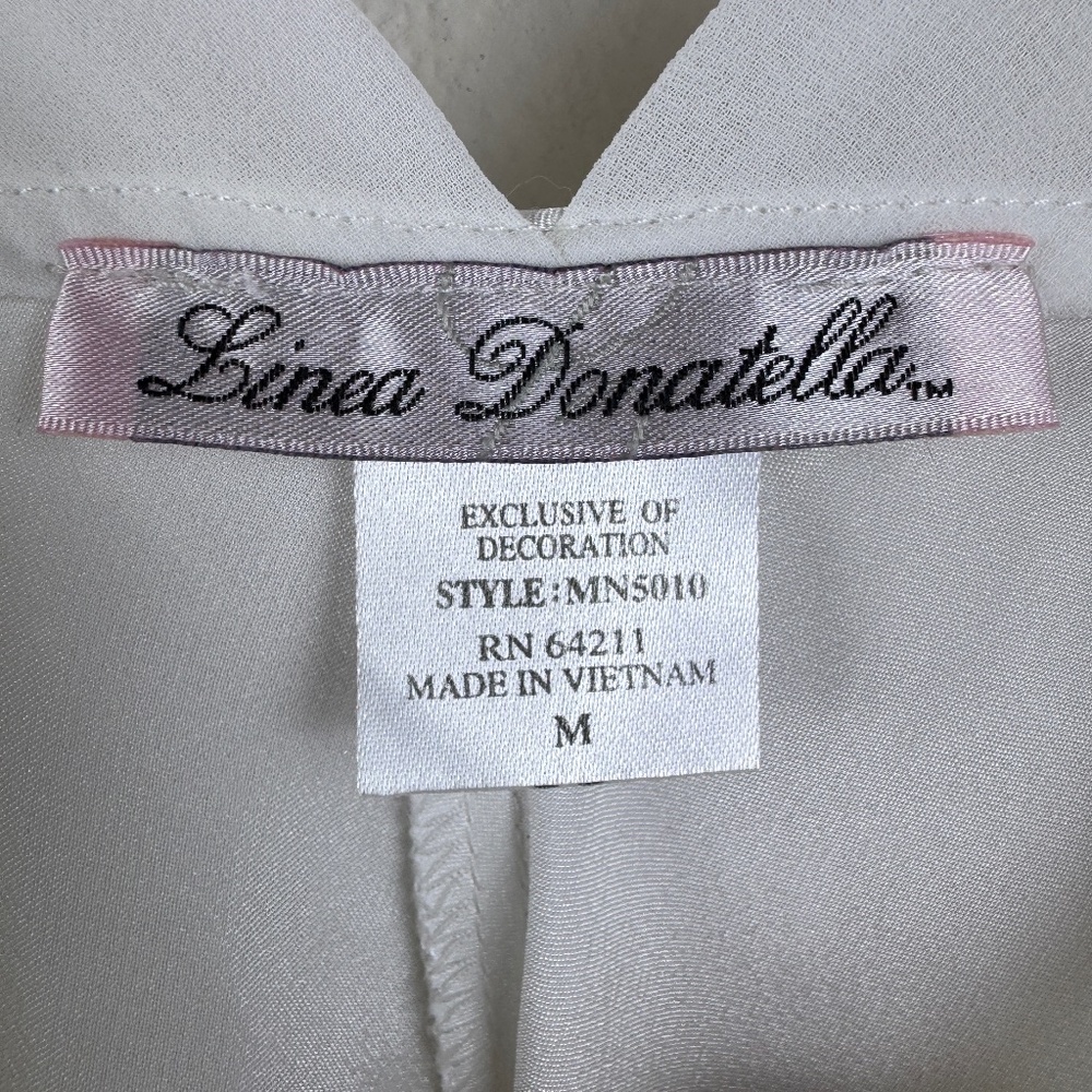 LINEA DONATELLA Chemise White Beaded Nightgown Wedding Romantic / Size Medium - Picture 11 of 12